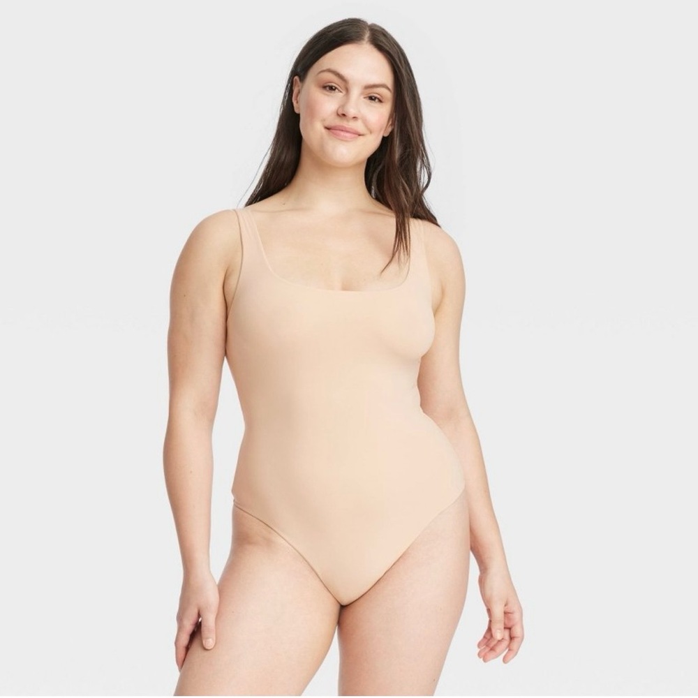 NWT Auden Women's 4- Way Stretch Tank Bodysuit- Beige L